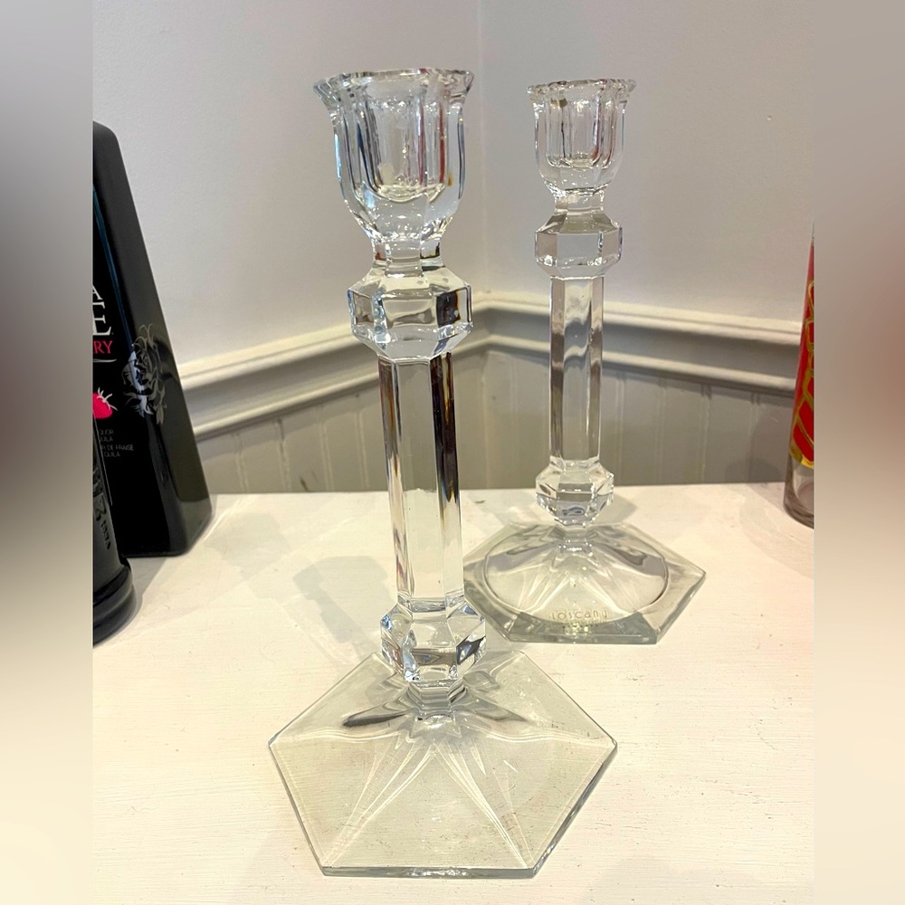 Vintage Toscany Romania Lead Crystal Candlesticks